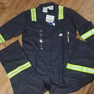 Rasco FR Navy Blue Coverall with Reflective Stripes